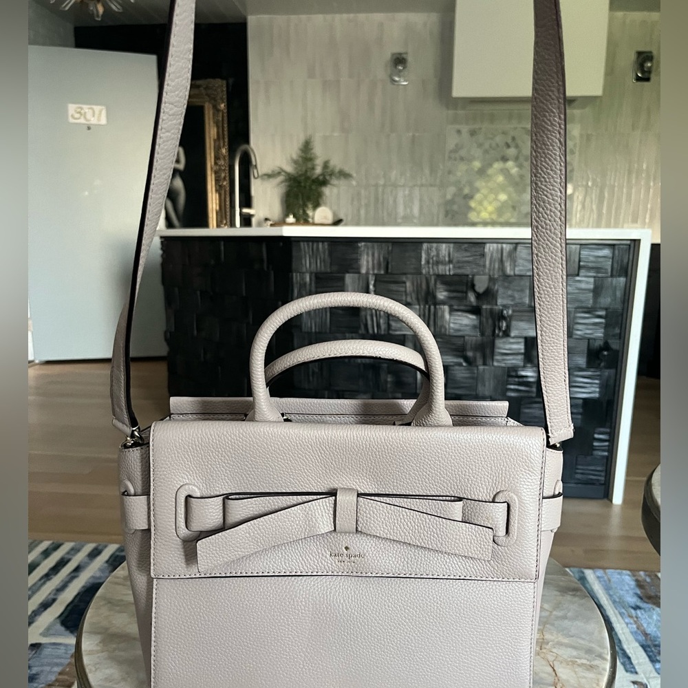 Kate Spade Natala Mossefrost Bow🎀 Satchel Tote with Adjustable Crossbody Strap